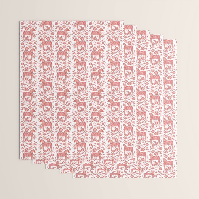 Swedish Dala Horse Red Wrapping Paper Gallery Image 3