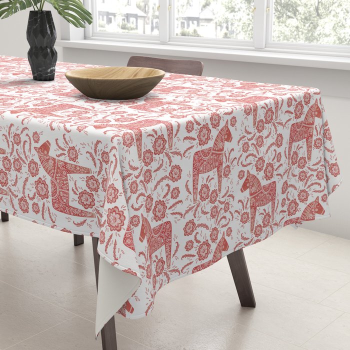 Swedish Dala Horse Red Tablecloth Gallery Image 3