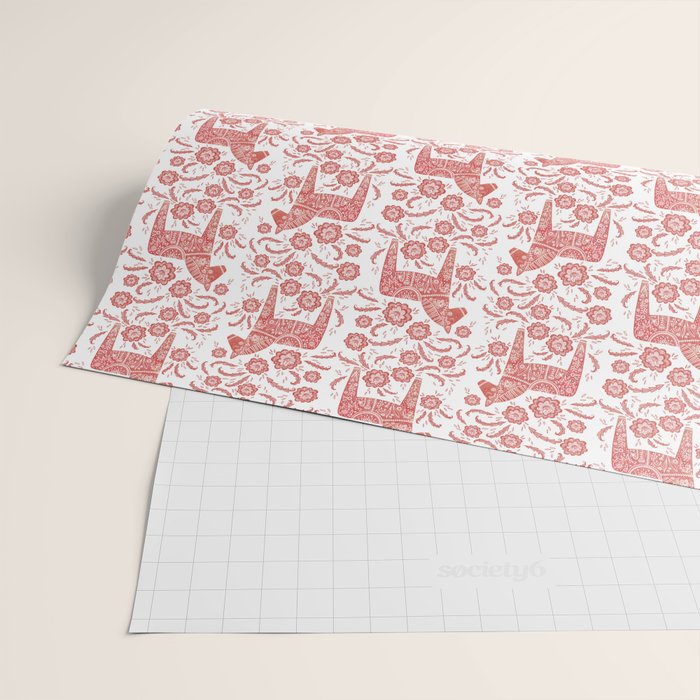 Swedish Dala Horse Red Wrapping Paper Gallery Image 2