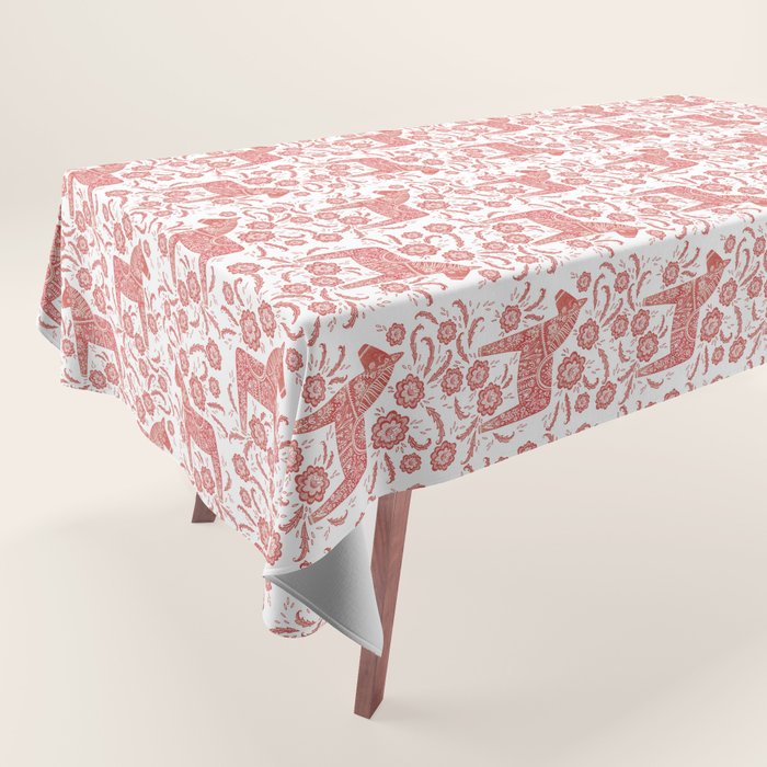 Swedish Dala Horse Red Tablecloth Gallery Image 1