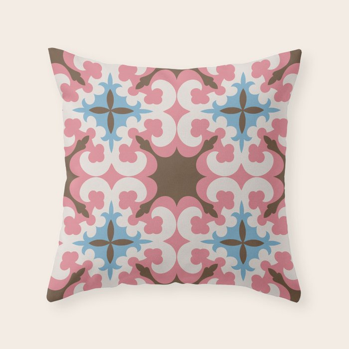 Retro Floral Luxe Revival Throw Pillow Gallery Image 1