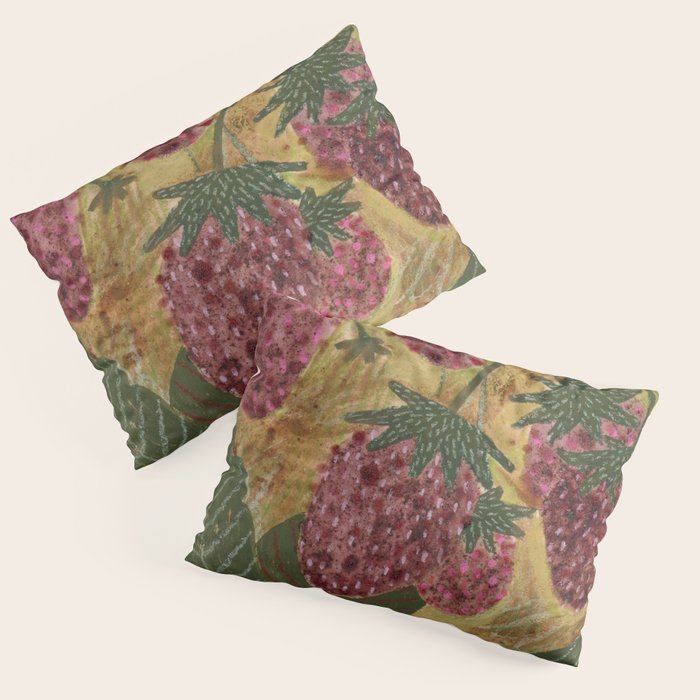 Strawberry Garden in Forest Green Pillow Sham Gallery Image 1