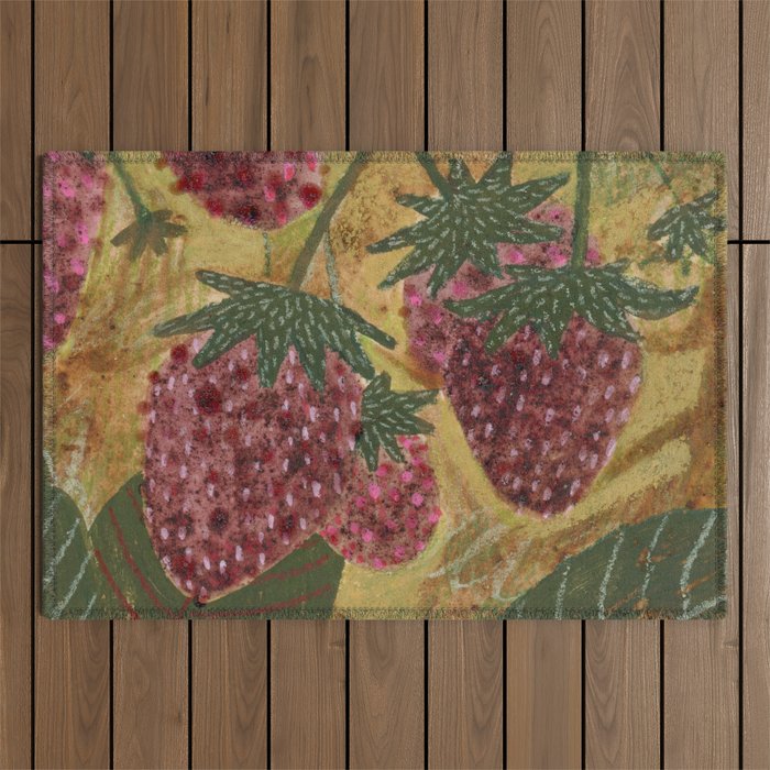 Strawberry Garden in Forest Green Outdoor Rug Gallery Image 1