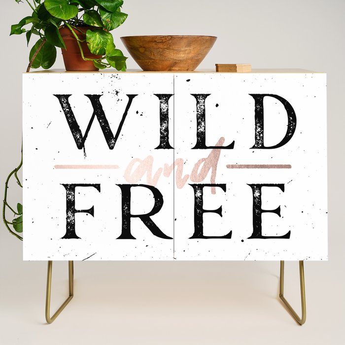 Wild and Free Rose Gold on White Credenza Gallery Image 1