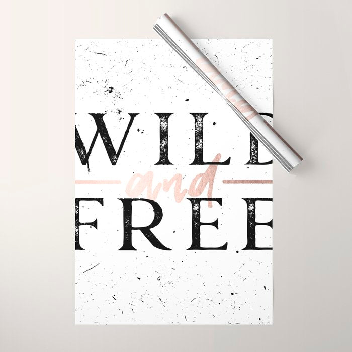 Wild and Free Rose Gold on White Wrapping Paper Gallery Image 1