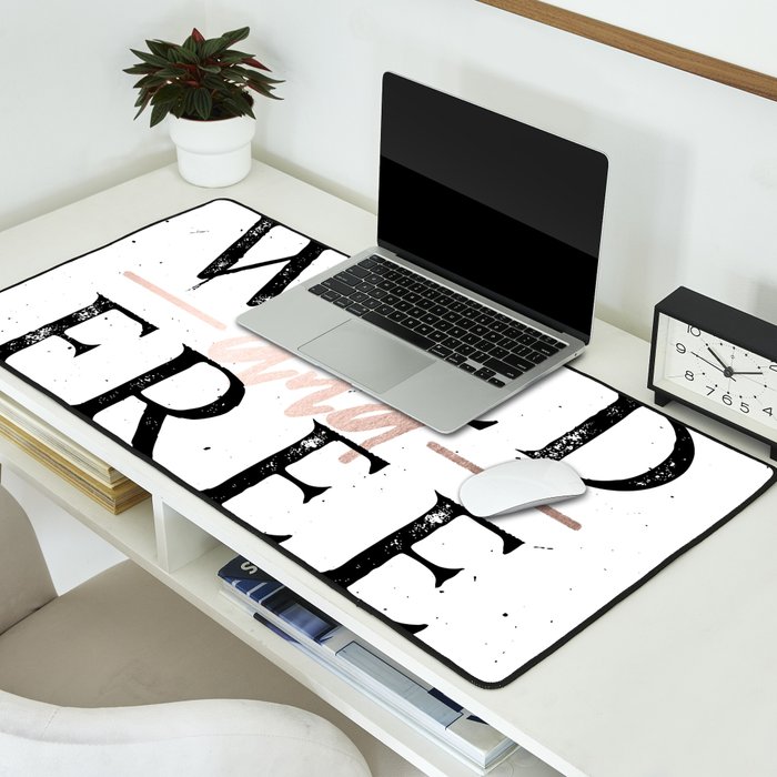 Wild and Free Rose Gold on White Desk Mat Gallery Image 2