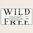 Wild and Free Rose Gold on White Desk Mat Gallery Image 1