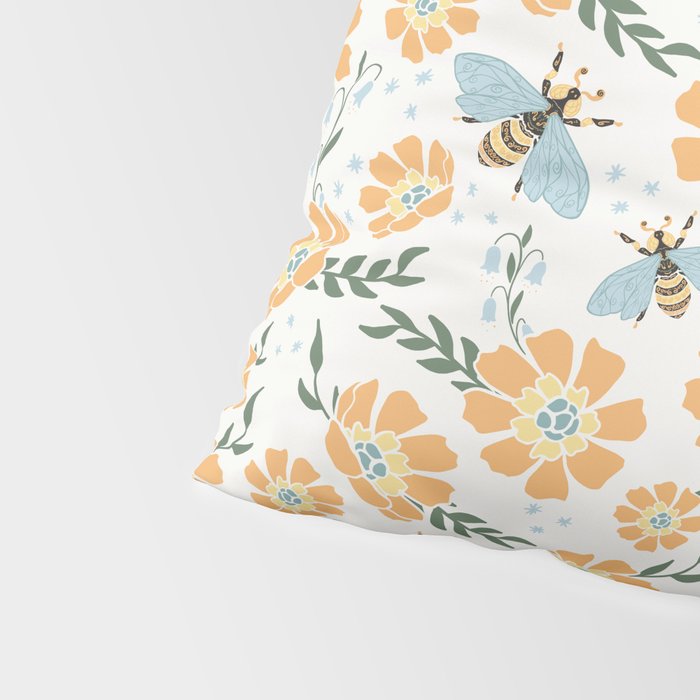 Honey Bees and Orange Flowers Pillow Sham Gallery Image 4