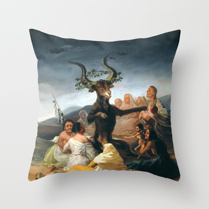 The Sabbath of Witches Goya Painting Throw Pillow Gallery Image 6