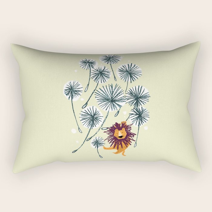 Lion on dandelion Rectangular Pillow Gallery Image 2