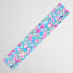 Colorful Pink and Blue Watercolor Trendy Glitter Mermaid Scales  Table Runner Gallery Image 3