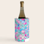 Colorful Pink and Blue Watercolor Trendy Glitter Mermaid Scales  Wine Chiller Gallery Image 3