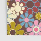Groovy Retro Garden 60s 70s Eclectic Floral Pattern on Brown Poster Gallery Image 3