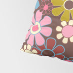 Groovy Retro Garden 60s 70s Eclectic Floral Pattern on Brown Pillow Sham Gallery Image 4