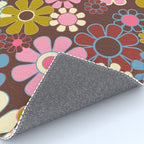 Groovy Retro Garden 60s 70s Eclectic Floral Pattern on Brown Rug Gallery Image 4