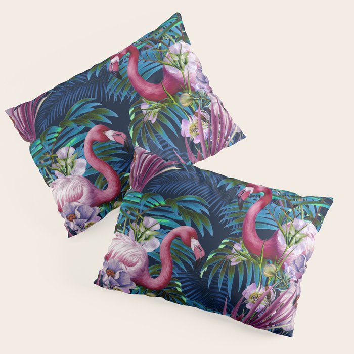 Night Forest Flamingos Pillow Sham Gallery Image 1