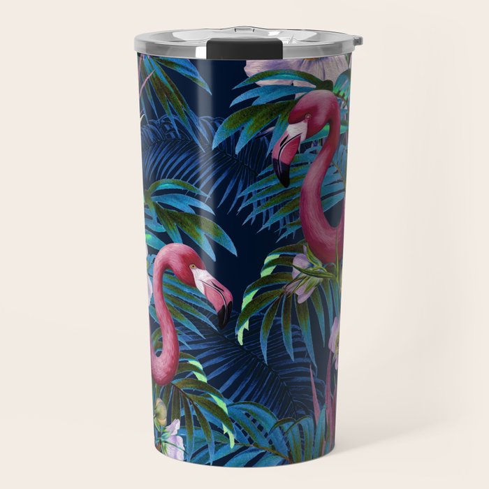 Night Forest Flamingos Travel Mug Gallery Image 1