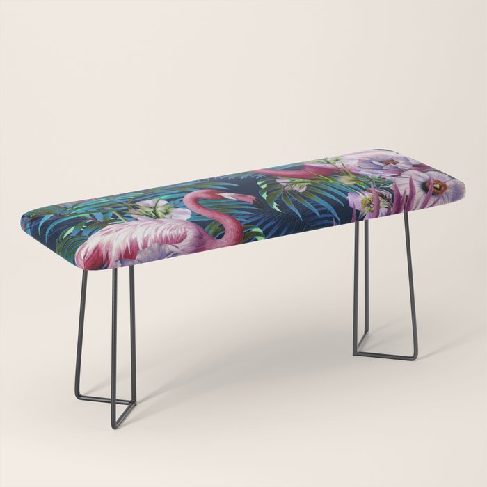 Night Forest Flamingos Bench Gallery Image 1