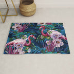 Night Forest Flamingos Rug Gallery Image 1