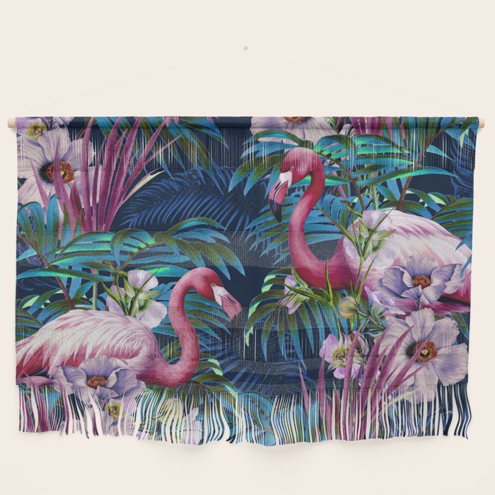 Night Forest Flamingos Wall Hanging Gallery Image 1