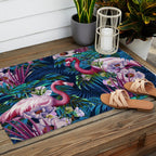Night Forest Flamingos Outdoor Rug Gallery Image 2