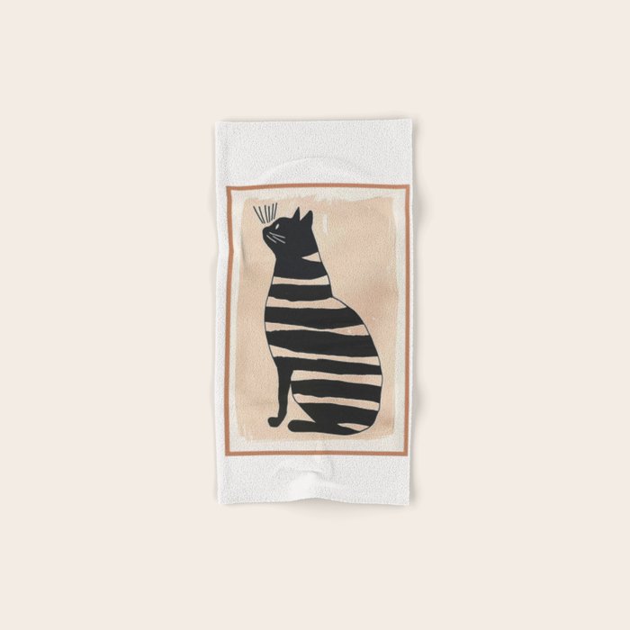 Black Cat with Bold Stripes Bath Towel Gallery Image 1