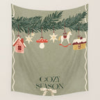 Toys on the Christmas tree. Cozy season Wall Tapestry Gallery Image 4