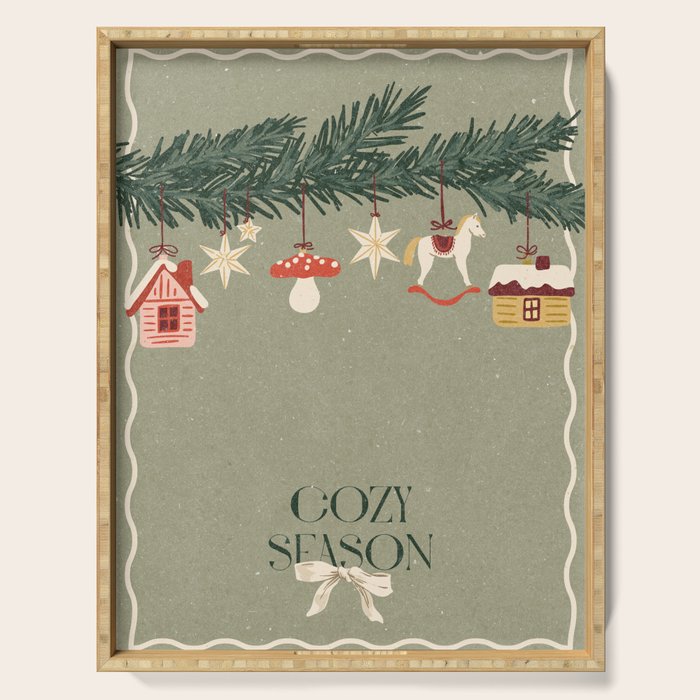 Toys on the Christmas tree. Cozy season Serving Tray Gallery Image 1