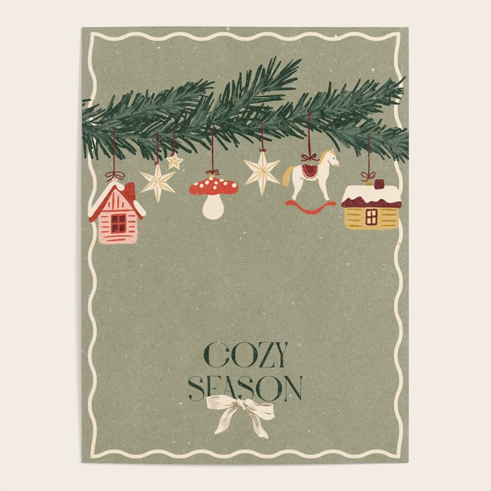 Toys on the Christmas tree. Cozy season Poster