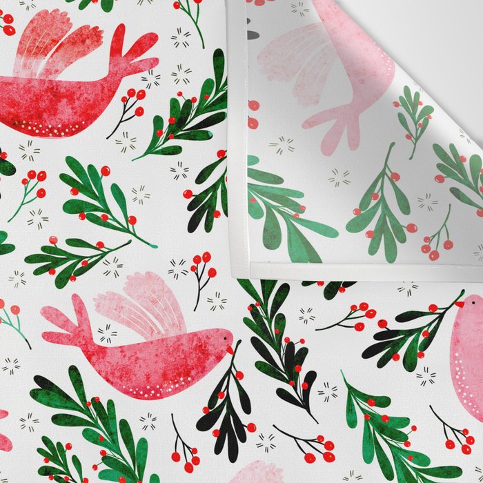 Festive Birds - christmas pattern no2 Wall Tapestry Gallery Image 3