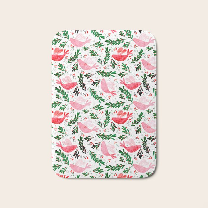 Festive Birds - christmas pattern no2 Bath Mat Gallery Image 1