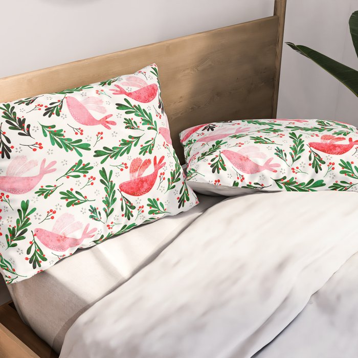 Festive Birds - christmas pattern no2 Pillow Sham Gallery Image 2