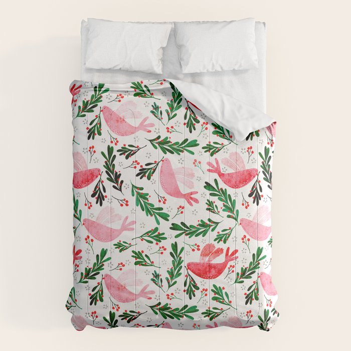Festive Birds - christmas pattern no2 Comforter Gallery Image 1