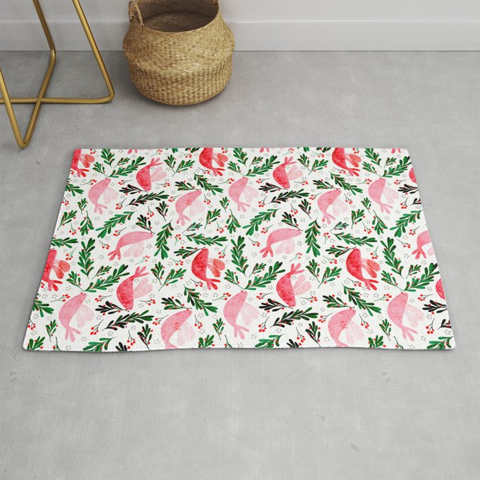 Festive Birds - christmas pattern no2 Rug Gallery Image 1