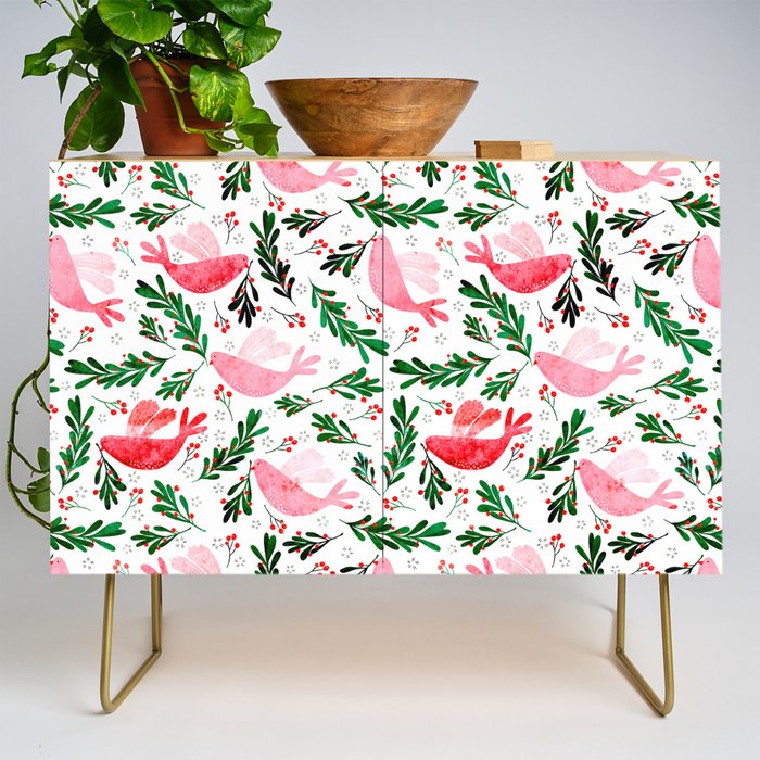 Festive Birds - christmas pattern no2 Credenza Gallery Image 1