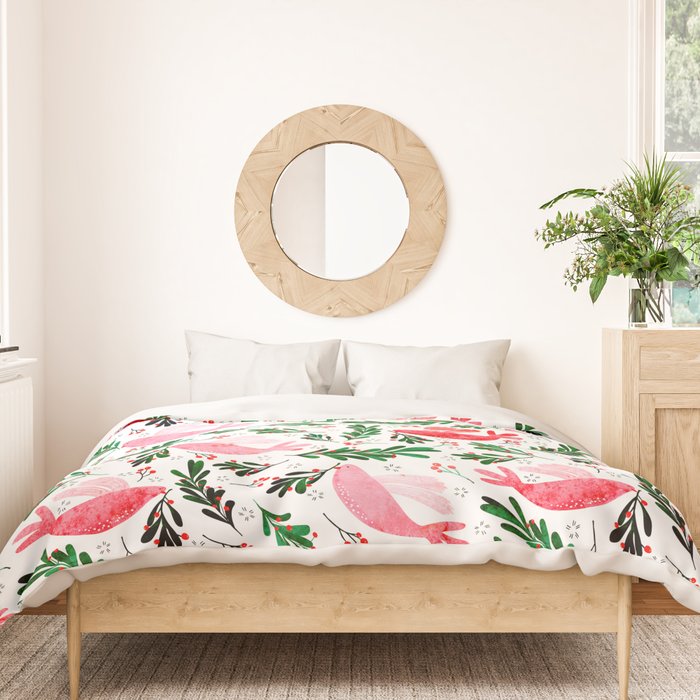 Festive Birds - christmas pattern no2 Duvet Cover Gallery Image 3