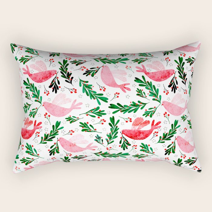 Festive Birds - christmas pattern no2 Rectangular Pillow Gallery Image 1