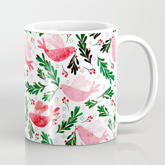 Festive Birds - christmas pattern no2 Coffee Mug Gallery Image 1