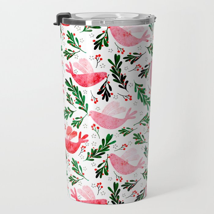 Festive Birds - christmas pattern no2 Travel Mug Gallery Image 3