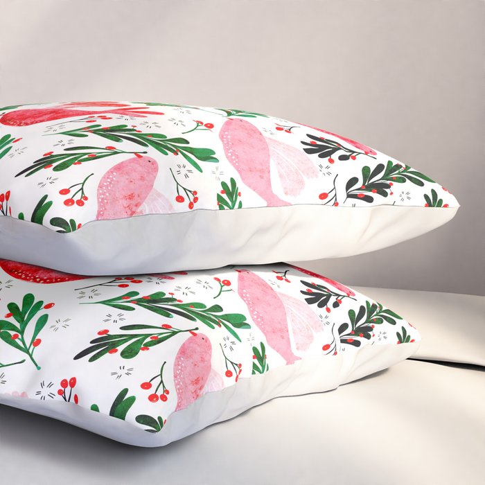 Festive Birds - christmas pattern no2 Pillow Sham Gallery Image 3