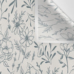 Blue Gray Flower Pattern Wall Tapestry Gallery Image 3