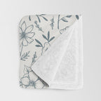 Blue Gray Flower Pattern Throw Blanket Gallery Image 3