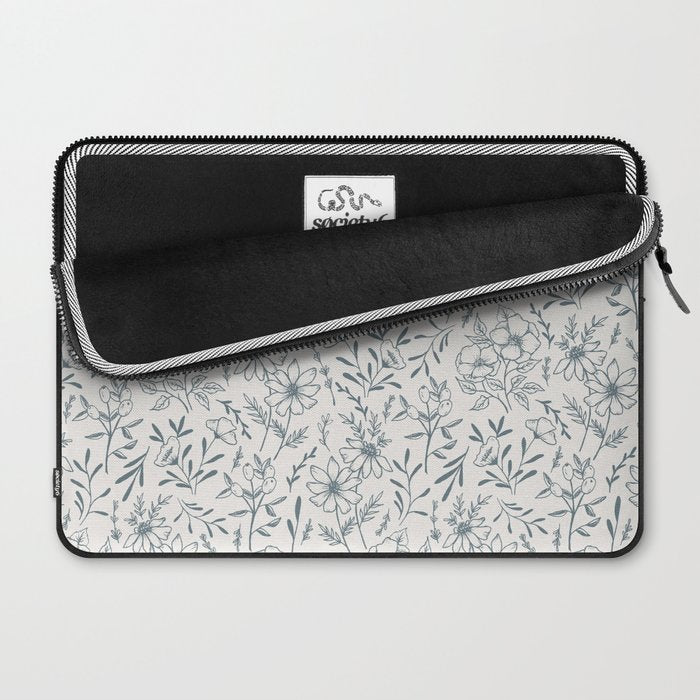 Blue Gray Flower Pattern Laptop Sleeve Gallery Image 2