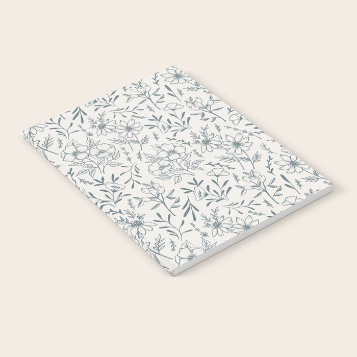 Blue Gray Flower Pattern Notebook Gallery Image 2
