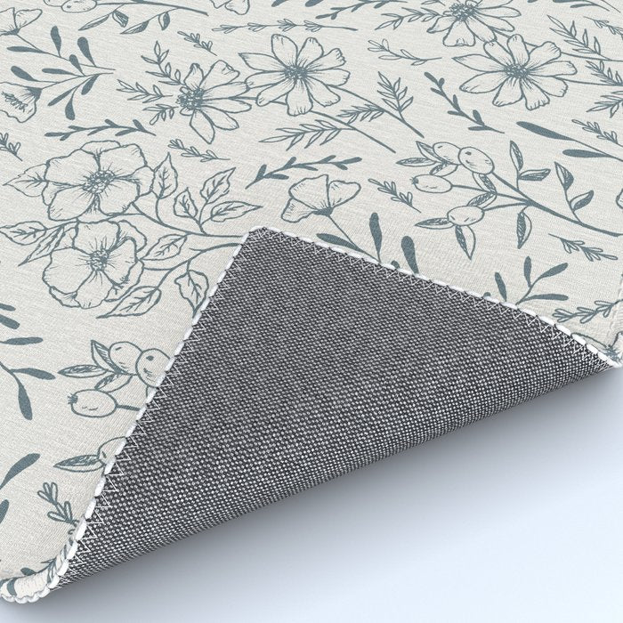 Blue Gray Flower Pattern Rug Gallery Image 4