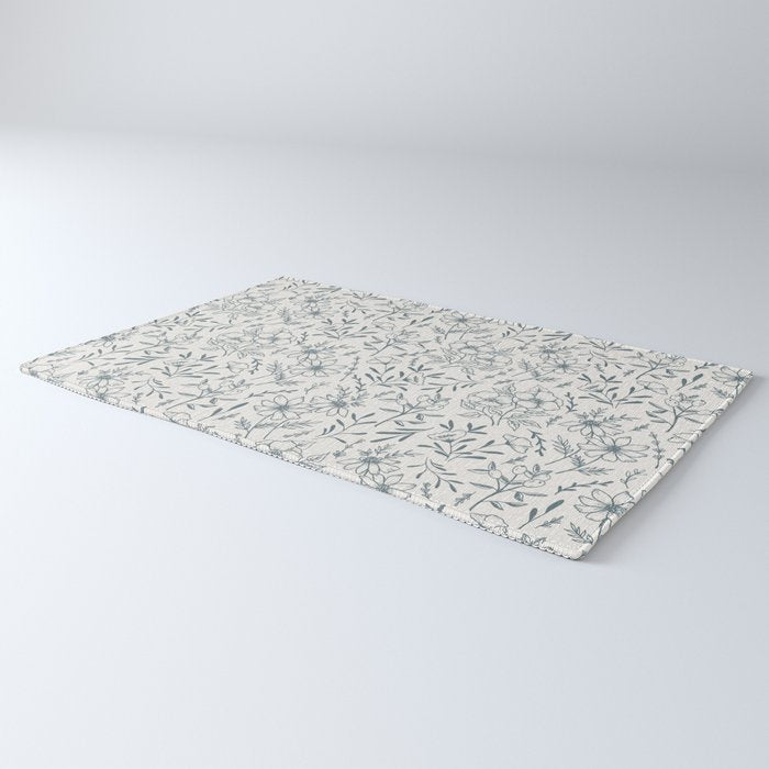 Blue Gray Flower Pattern Rug Gallery Image 3