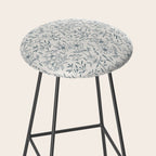 Blue Gray Flower Pattern Stool Gallery Image 2