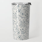 Blue Gray Flower Pattern Travel Mug Gallery Image 2