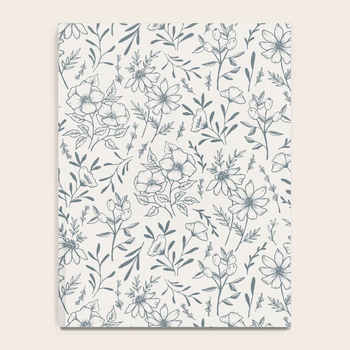 Blue Gray Flower Pattern Notebook Gallery Image 4