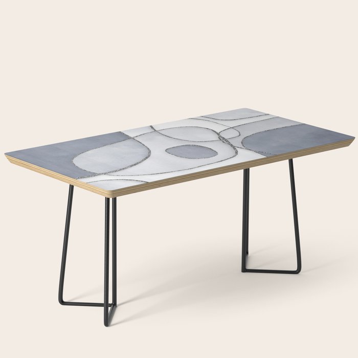 Abstract Line Work Blue Grey Coffee Table Gallery Image 1